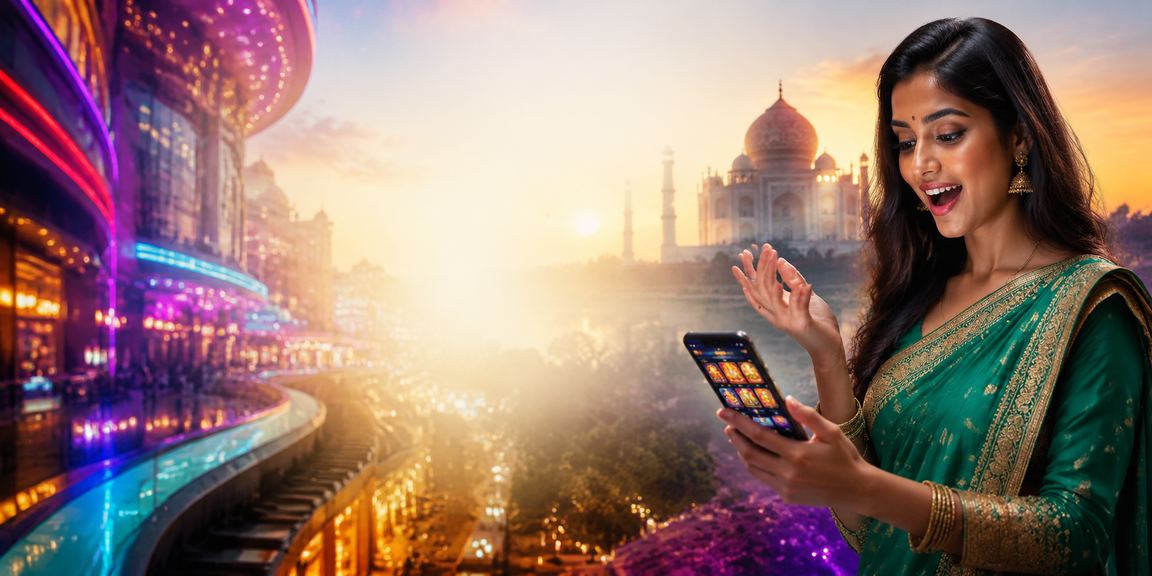 Traditional Indian visual with Taj Mahal and lottery theme