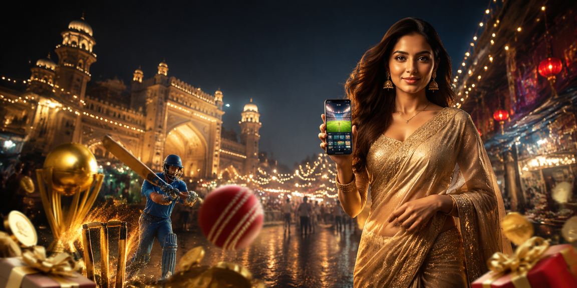 Lucknow night market with cricket bettors and screens